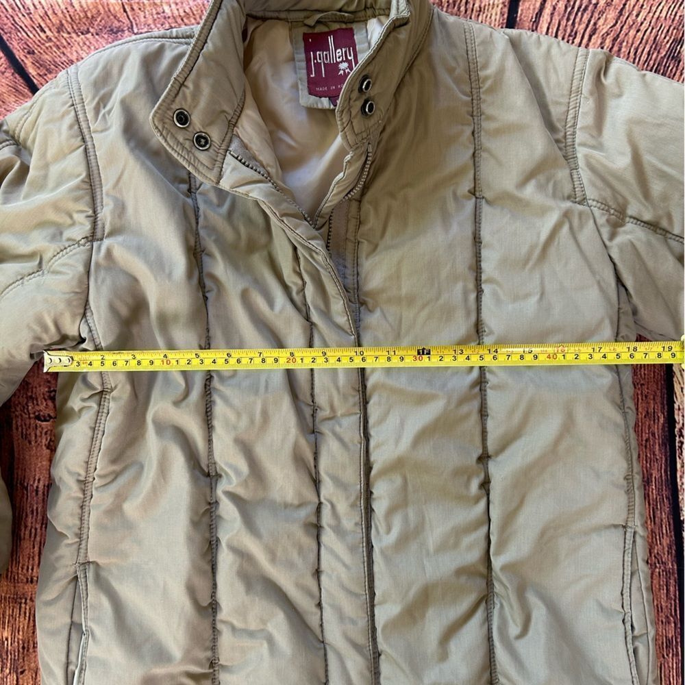 Women's Vtg J GALLERY Pale‎ Brown Quilted Long Stadium Coat Size S - Picture 5 of 9